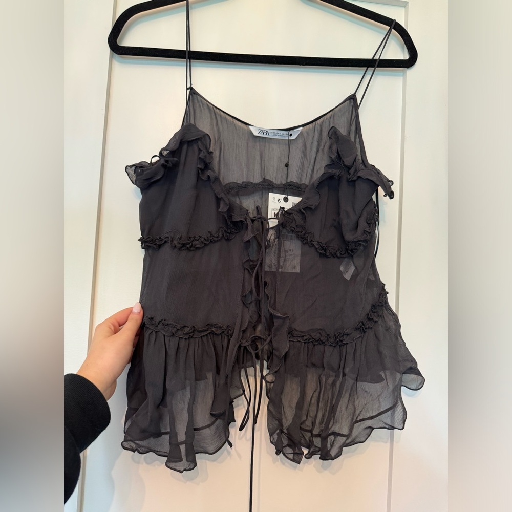 Sheer Zara tie top